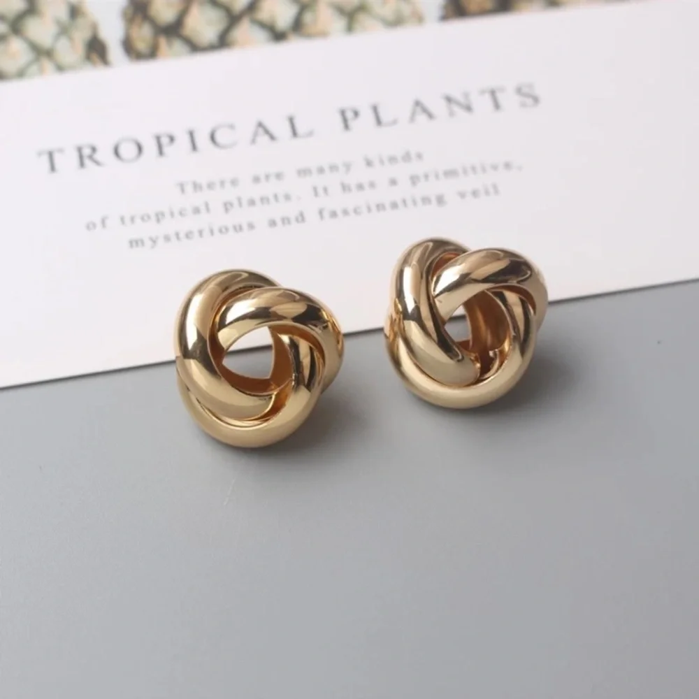 Gold Filled Knot Statement Earrings - Picture 2 of 4